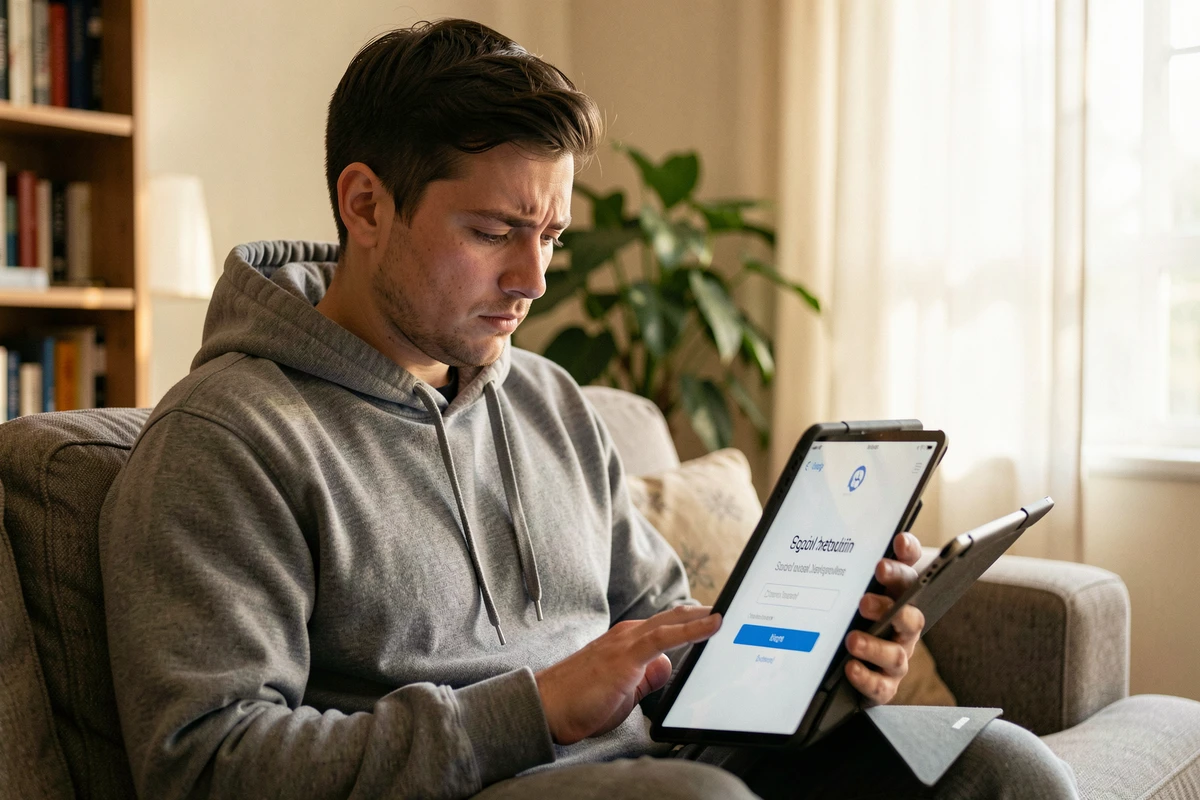 Personne tentant de se connecter à Convergence AC Grenoble sur tablette depuis son domicile avec une erreur de connexion