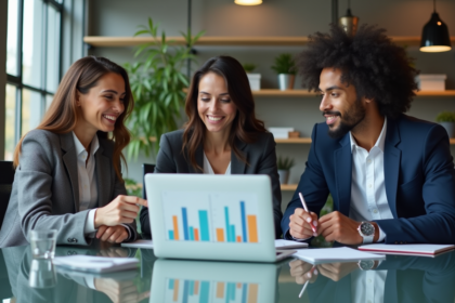 Groupe de professionnels en réunion d'affaires dynamique