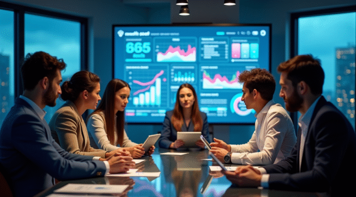 Groupe de professionnels marketing en réunion moderne