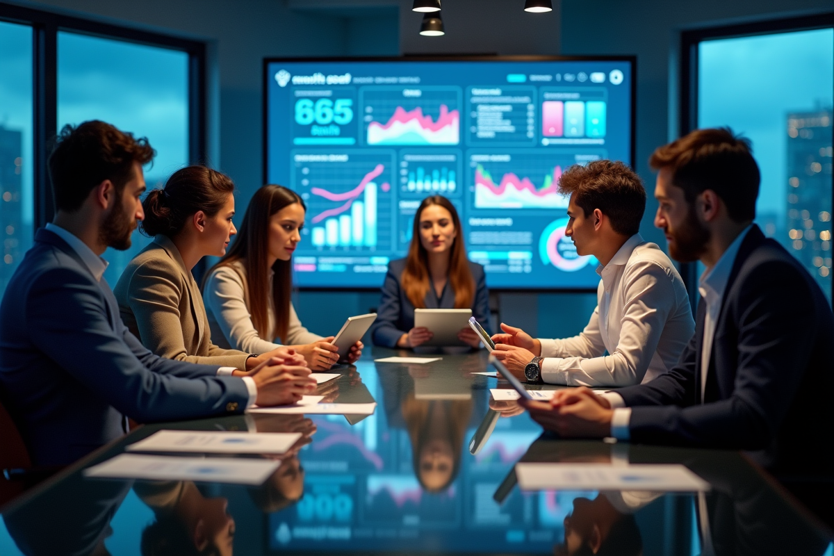 Groupe de professionnels marketing en réunion moderne