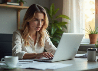 Limites du VDI : Quels sont les risques et solutions à connaître ? Femme d'affaires à domicile consulte des documents compliqués