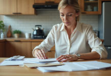 Gérer courriers indésirables : conseils pratiques pour lutter contre le spam Femme triant du courrier dans une cuisine lumineuse