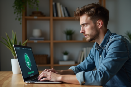 Jeune homme en configuration VPN WireGuard à domicile