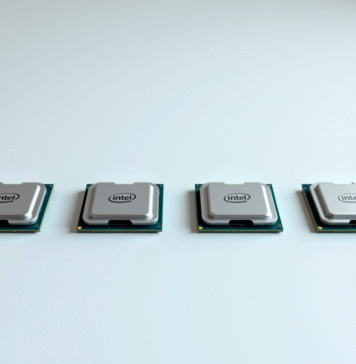 Différence Intel Core i3, i5, i7, i9 : quel meilleur choix ? Quatre processeurs de bureau Intel en ligne sur une surface blanche
